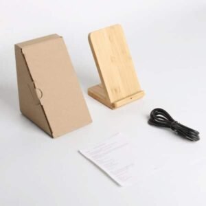 Vertical Bamboo Wooden Wireless Charger 10W