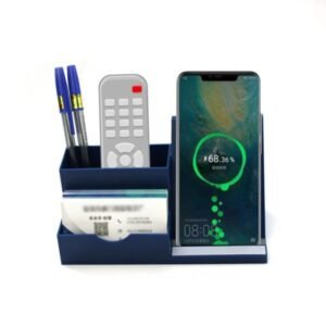 Customizable 3-in-1 Wireless Charging Phone Stand With Pen Container
