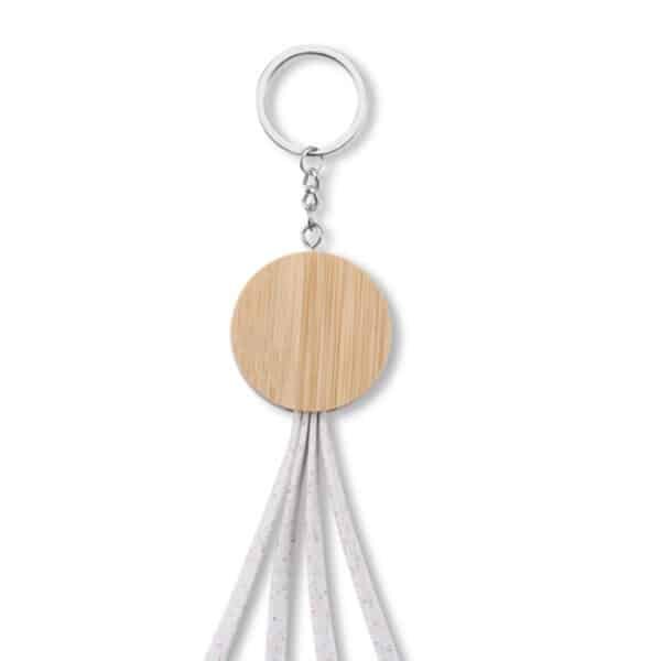 Eco-Friendly Wheat Straw and Bamboo Charging Cable Keychain With Phone Stand