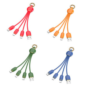 Multi-colored 3 In 1 Charging Cable With Keychain
