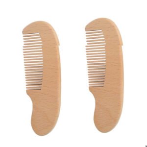 Natemia Premium Wooden Baby Hair Comb and Brush Set