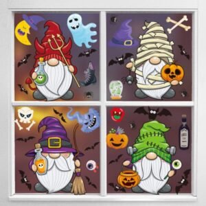 Halloween Cartoon-Style Wizard Ghost Static Window Clings