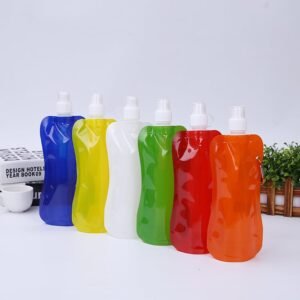 Foldable 16 oz PE Water Bottle w/Strap