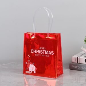 Red Christmas Gift Bag PVC Waterproof Clear Tote Bag