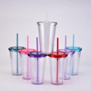 Double-layer Plastic Straw Cup Heat-insulated Cute Handful Strawing Bottle