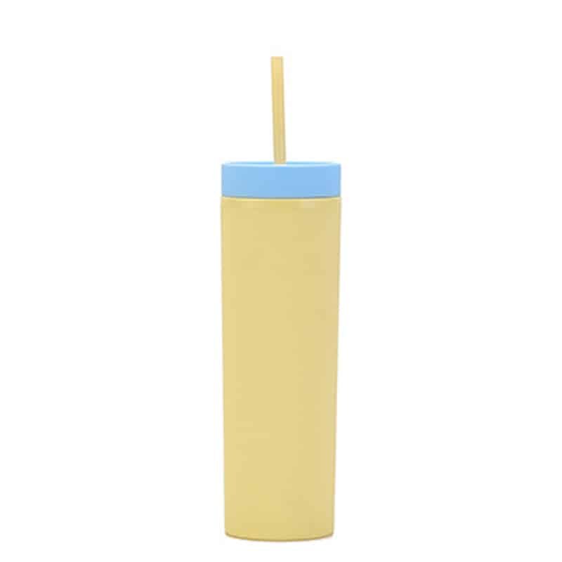 Double Straight Straw Cup Macaron-color Water Bottle