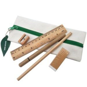 Solid Color Cotton Linen Zipper Stationery Set