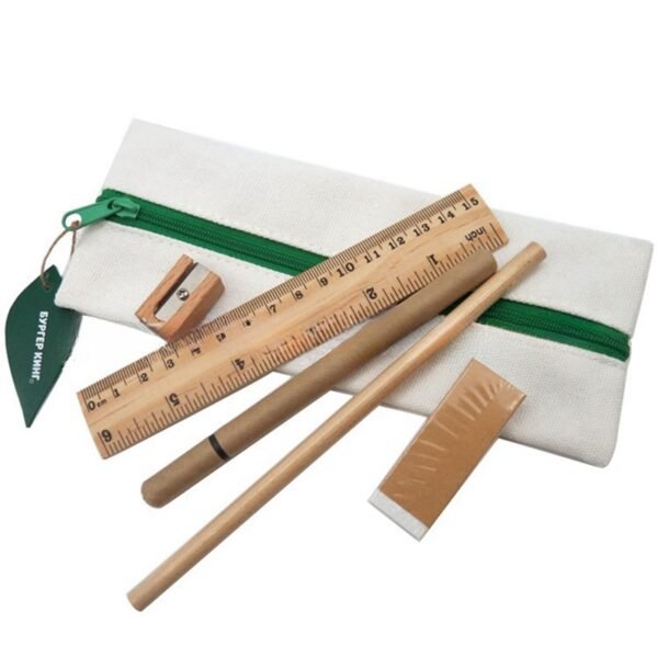 Solid Color Cotton Linen Zipper Stationery Set