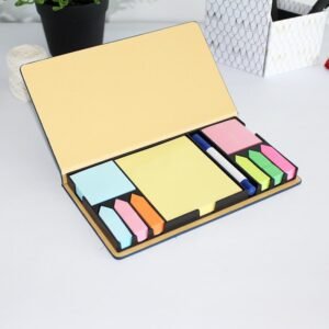 Black Leatherette Flip-Top Sticky Note Set