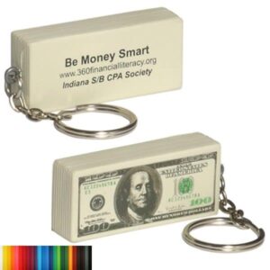 Squishy Hundred Dollar Bill Stress Ball with Keychain
