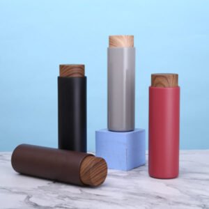 13oz Multicolor Stainless Steel VacuuBottlesith Wood Grain Lids