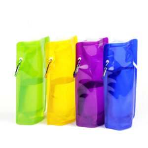 16oz Flex Foldable PE Water Bottle With Carabiner