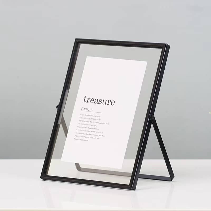 Light Luxury Rotating Metal Glass Photo Frame Stand