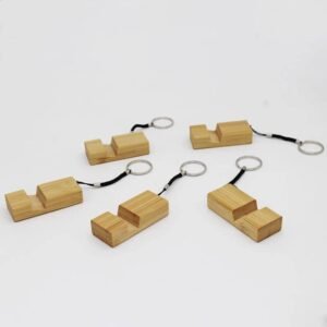 Bamboo Keychain Phone Stand