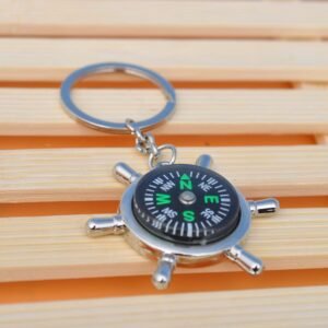 Zinc Alloy Ship-  Wheel Compass Keychain