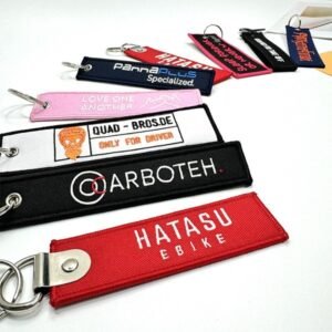 Polyester Woven-mark Ribbon with Keychain