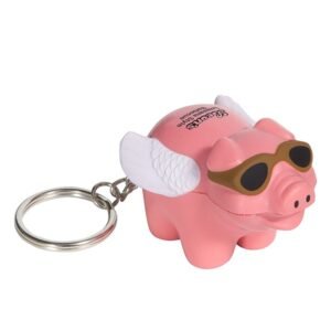 PU Flying Pig Design Stress Ball Keychain