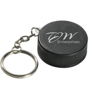 PU Hockey Puck Stress Ball Key Chain