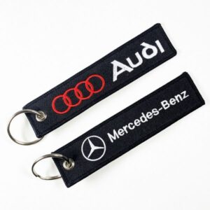 Double-sided Embroidered Woven Mark Keychain
