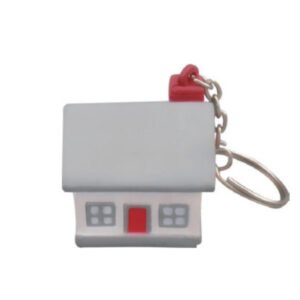 PU Foam House Stress Ball With Keychain