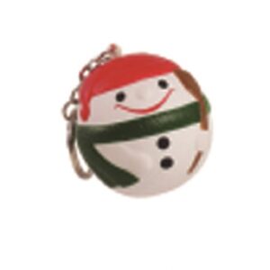 Squeezable Spherical Snowman Stress Ball with Key Ring