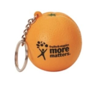 PU Round Orange Stress Ball With Key Chain