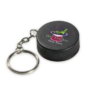 PU Custom Hockey Puck Stress Ball Key Chain