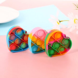 Heart Shaped Push Pop Bubble Keychain