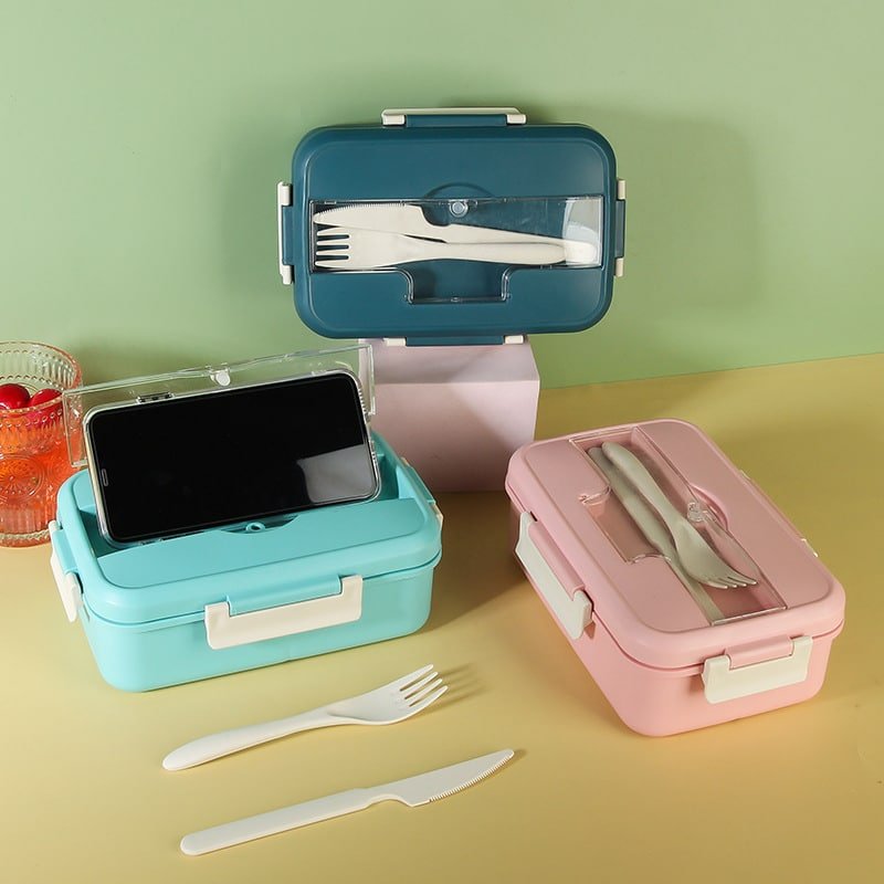 Portable Three Compartment Plastic Lunch Box