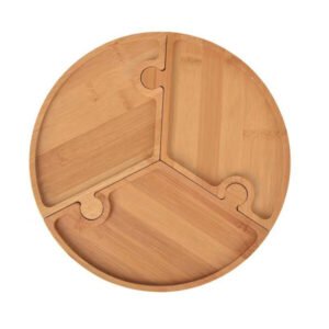 3 in 1 Puzzle Circle Bamboo Tray Set