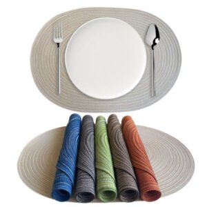 Imitation Cotton-blend Elliptical Insulated Placemat