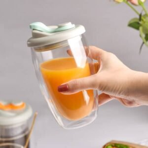 Double Insulated Clear Glass Egg-shaped Cup 15OZ