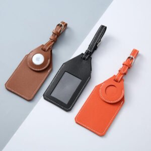 Soft Leather Luggage Tag With Alarm