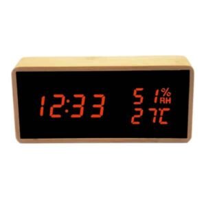 Bamboo Wood Mirror Multifunction Alarm Clock