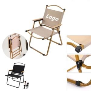 High Back Outdoor Lawn Folding Chair with Wooden Hard Arms with Logo