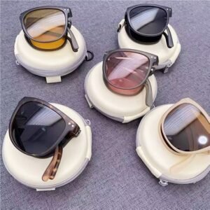 Foldable Resin PolarizeSunglassesith Round Case