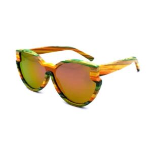 Multi-Colored Monolithic Lens Wooden Sunglasses