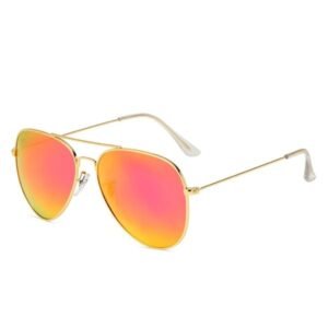 Aviator Metal FramSunglassesith Logo on Lens