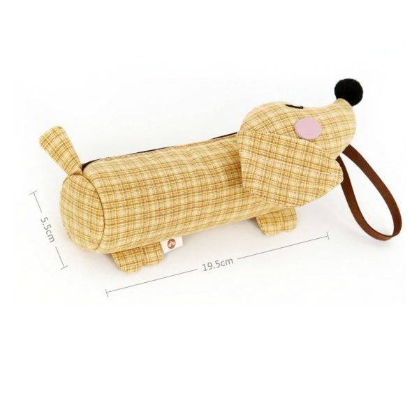Creative Cute Dachshund Shaped Zipper Pen Pouch with Lanyard - 图片 2