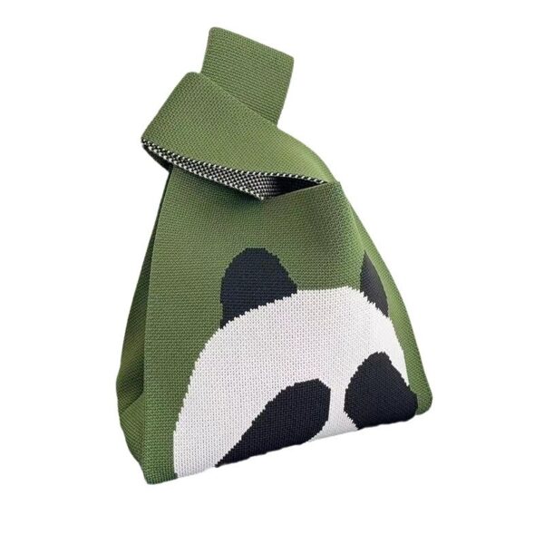 Cute Panda Knitted Tote Bag - 图片 2