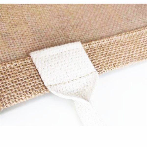 Natural Jute Bag w/ Cotton Handles Gusset Shopping Tote - 图片 2