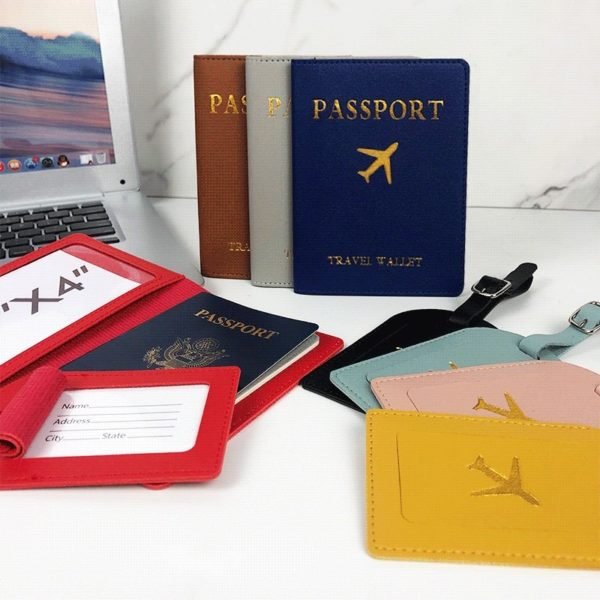 Hot Stamped PU Leather Passport Holder & Luggage Tag Set - Image 2