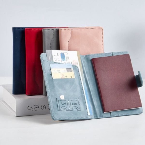 PU RFID Waterproof Passport Document Holder Wallet with Magnetic Clasp - 图片 2
