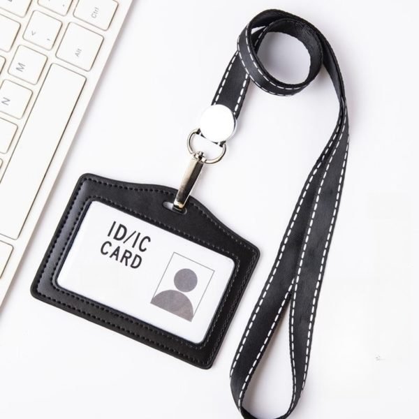 Multicolor Horizontal PU Card Holder with Lanyard - Image 2
