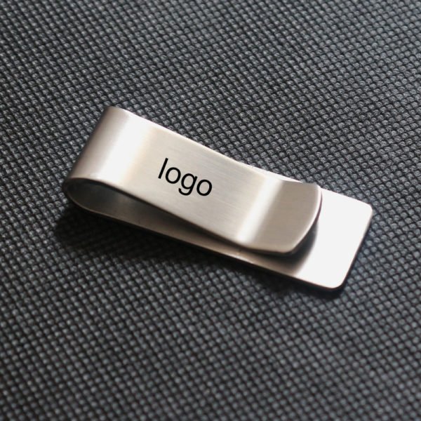 Exquisite Thickened Stainless Steel Money Clip With Logo - Image 2