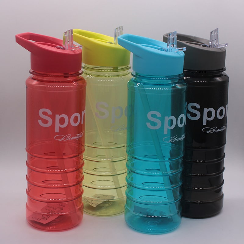 Plastic Straw Promotional Water Bottle with Straw - 图片 2