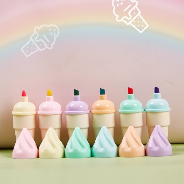 Mini Creative Ice Cream Shaped Multi-Color Fluid Highlighter - 图片 2