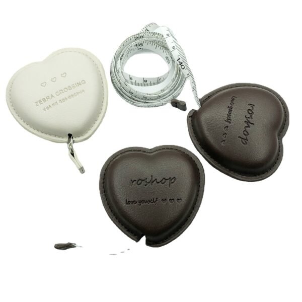 PU Leather Mini Heart-Shaped Tape Measure - 图片 2