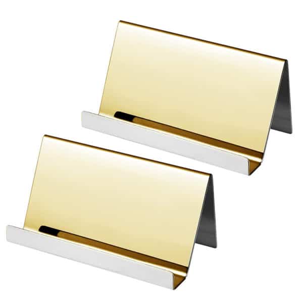 V-Shaped 304 Stainless Steel Desktop Business Card Holder - 图片 2