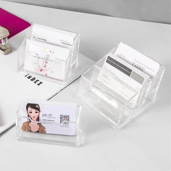 Transparent Triple-Layer Plastic Business Card Holder - 图片 2